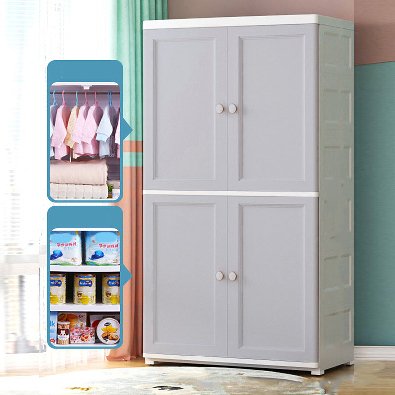 Plastic Kid's Wardrobe Garment Rod Included Armoire Cabinet for Indoor