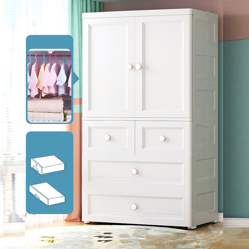 Plastic Kid's Wardrobe Garment Rod Included Armoire Cabinet for Indoor