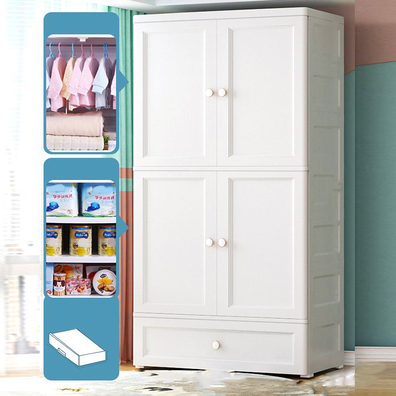 Plastic Kid's Wardrobe Garment Rod Included Armoire Cabinet for Indoor