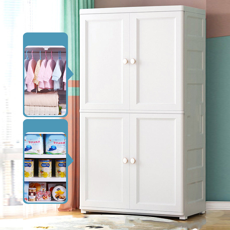 Plastic Kid's Wardrobe Garment Rod Included Armoire Cabinet for Indoor