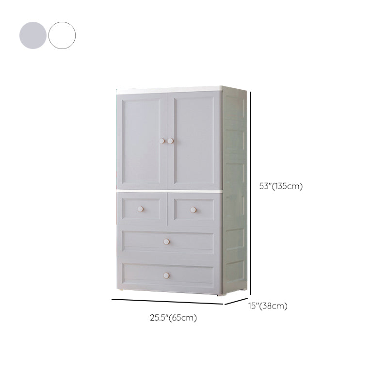 Plastic Kid's Wardrobe Garment Rod Included Armoire Cabinet for Indoor