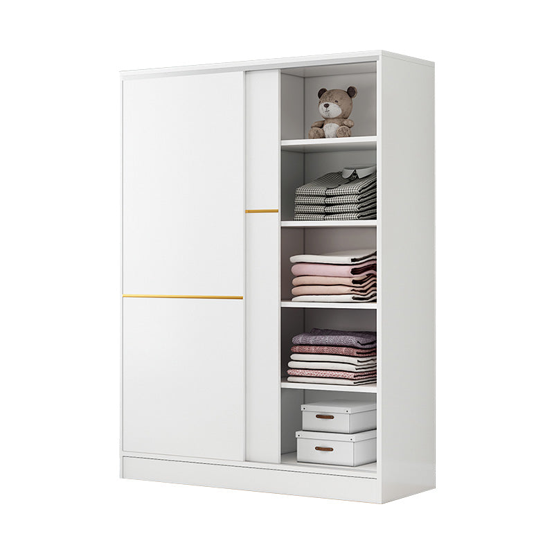 Contemporary Wardrobe Armoire Manufactured Wood White Bedroom Armoire