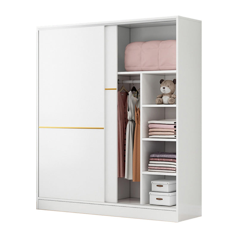 Contemporary Wardrobe Armoire Manufactured Wood White Bedroom Armoire