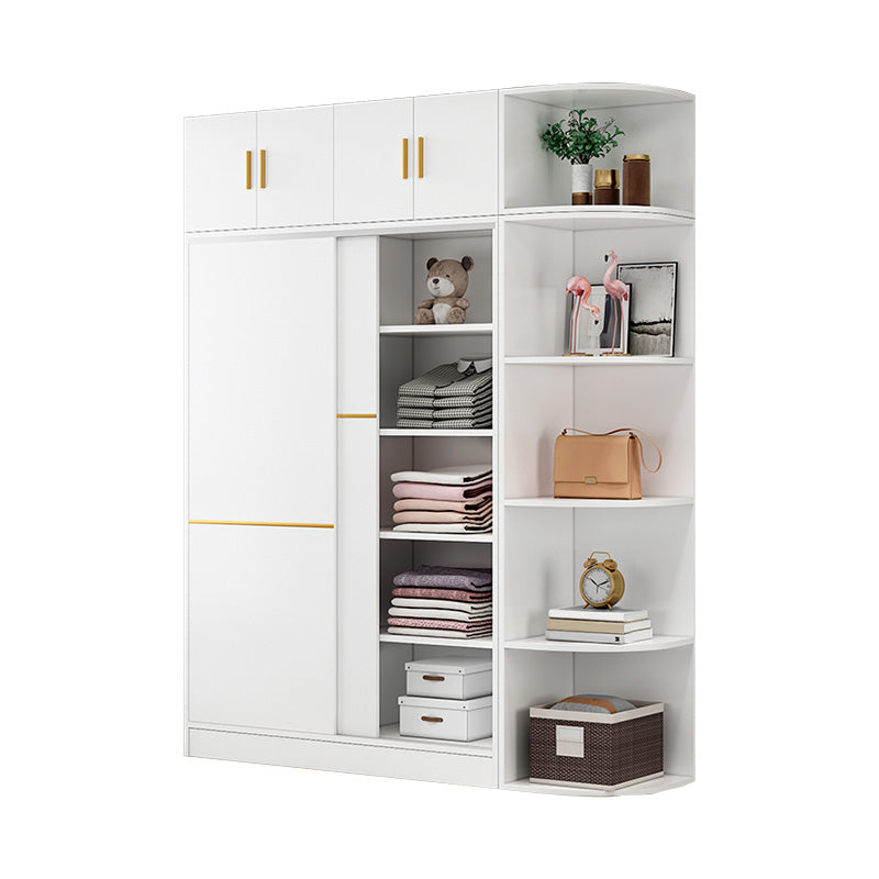 Contemporary Wardrobe Armoire Manufactured Wood White Bedroom Armoire