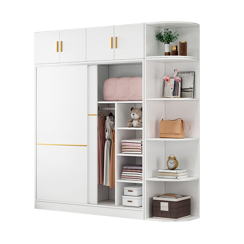 Contemporary Wardrobe Armoire Manufactured Wood White Bedroom Armoire