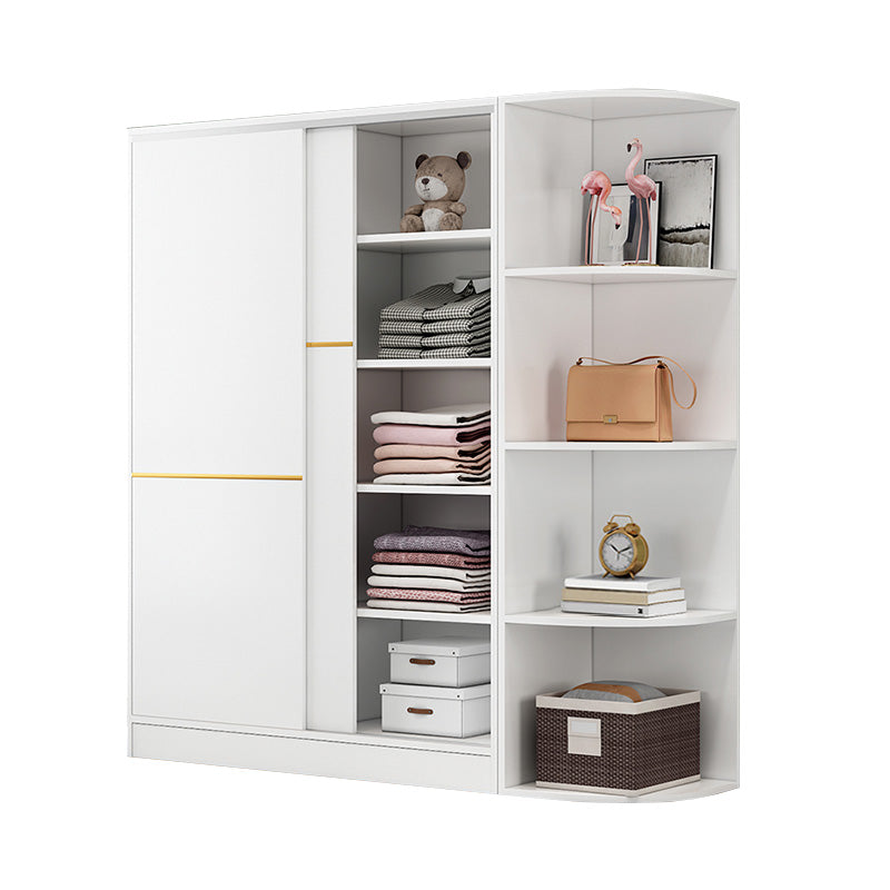 Contemporary Wardrobe Armoire Manufactured Wood White Bedroom Armoire