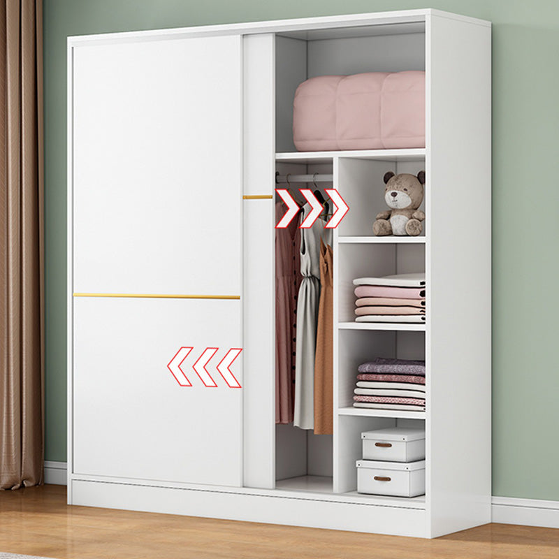 Contemporary Wardrobe Armoire Manufactured Wood White Bedroom Armoire