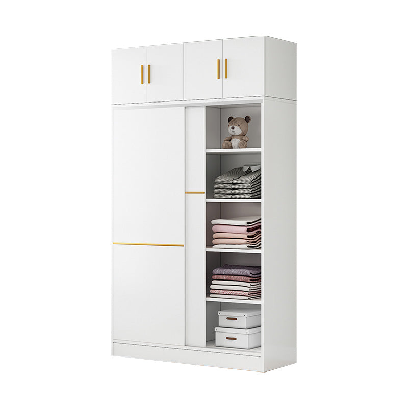 Contemporary Wardrobe Armoire Manufactured Wood White Bedroom Armoire