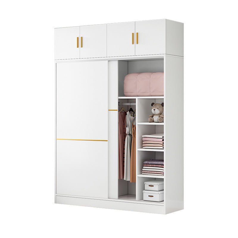 Contemporary Wardrobe Armoire Manufactured Wood White Bedroom Armoire