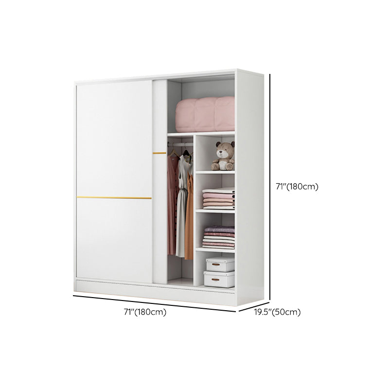 Contemporary Wardrobe Armoire Manufactured Wood White Bedroom Armoire