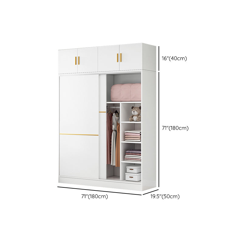 Contemporary Wardrobe Armoire Manufactured Wood White Bedroom Armoire