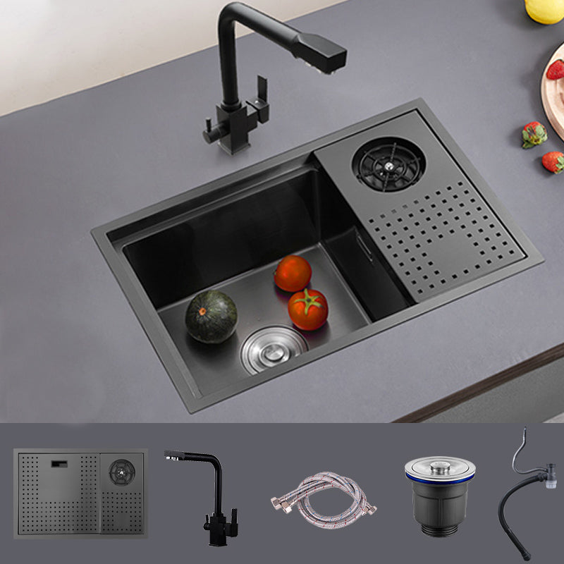 Modern Sink Overflow Hole Single Basin Kitchen Sink with Drain Assembly