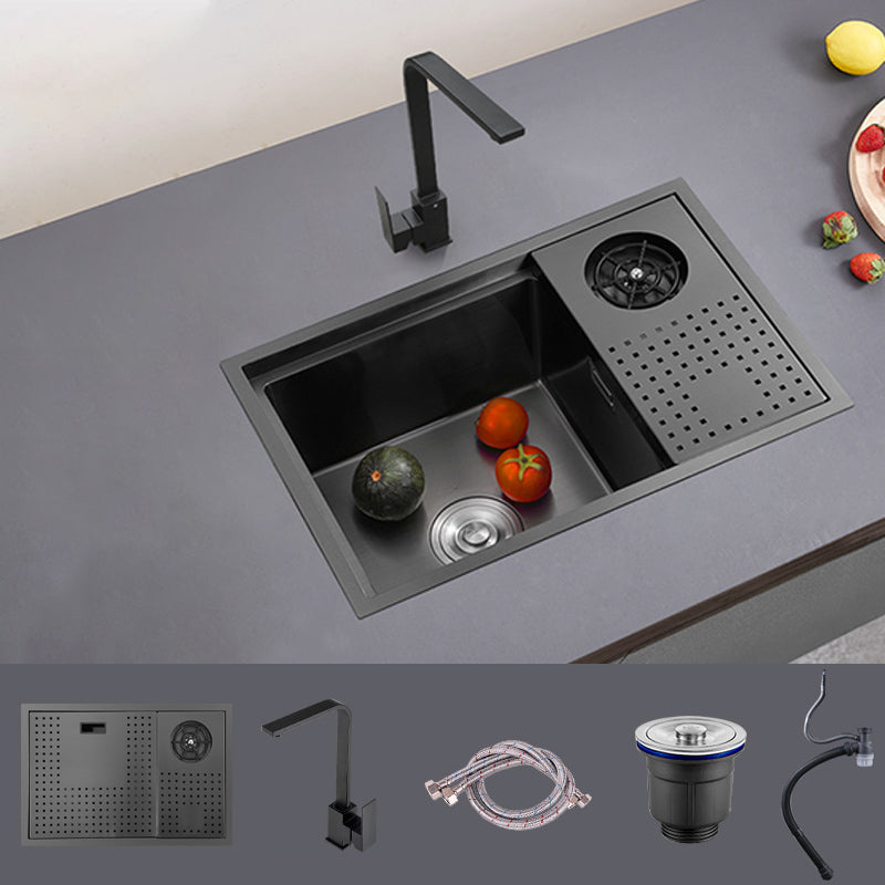Modern Sink Overflow Hole Single Basin Kitchen Sink with Drain Assembly