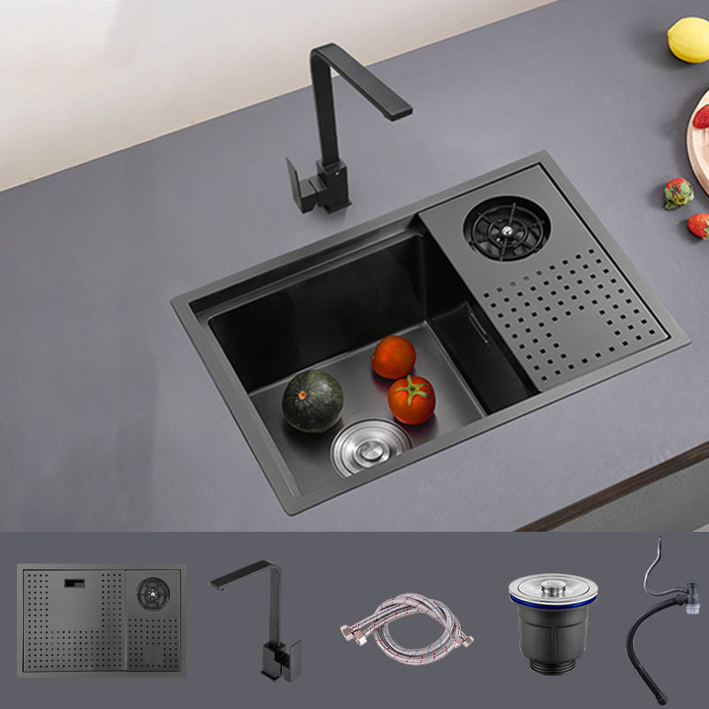 Modern Sink Overflow Hole Single Basin Kitchen Sink with Drain Assembly