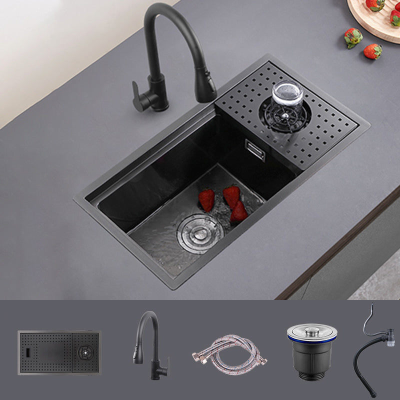 Modern Sink Overflow Hole Single Basin Kitchen Sink with Drain Assembly