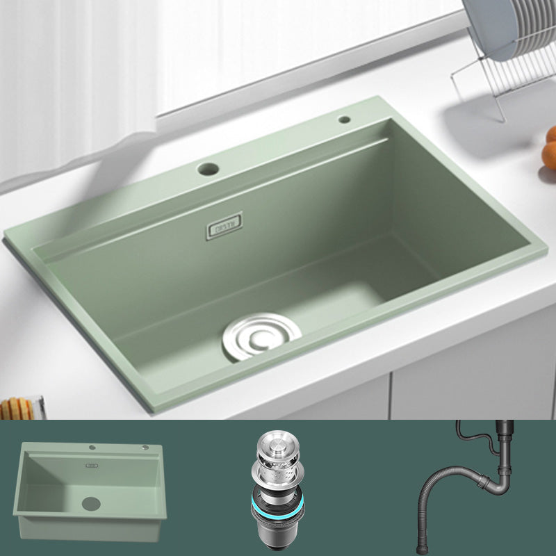 Rectangle Quartz Kitchen Sink in Peppermint Green Single Bowl Sink