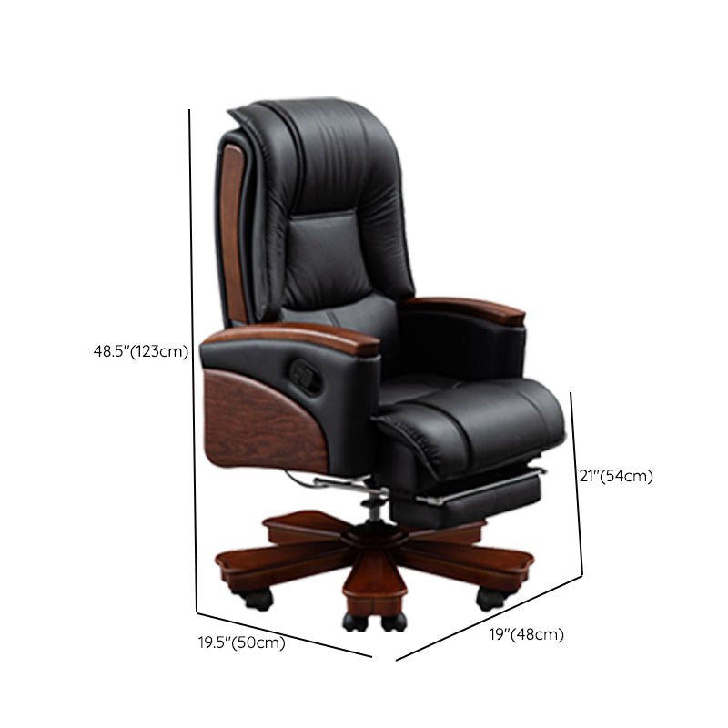 Modern Slide Office Chair Leather Adjustable Seat Height Desk Chair in Black