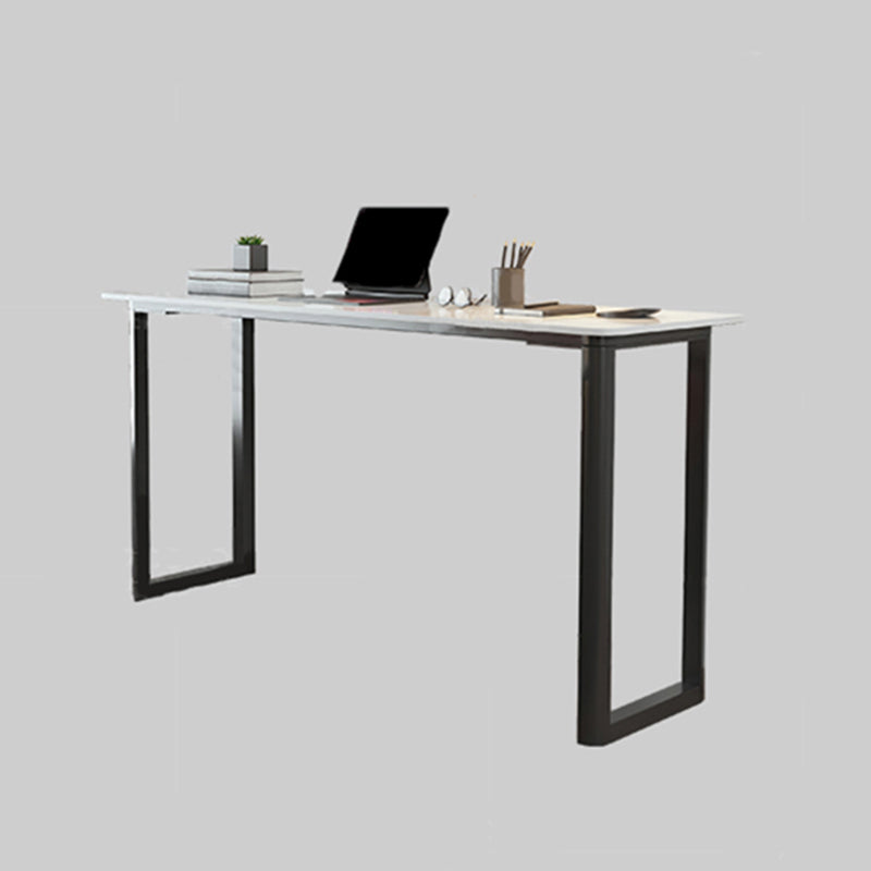 Modern Stone Office Desk Rectangular Shape Task Desk in White and Black for Home