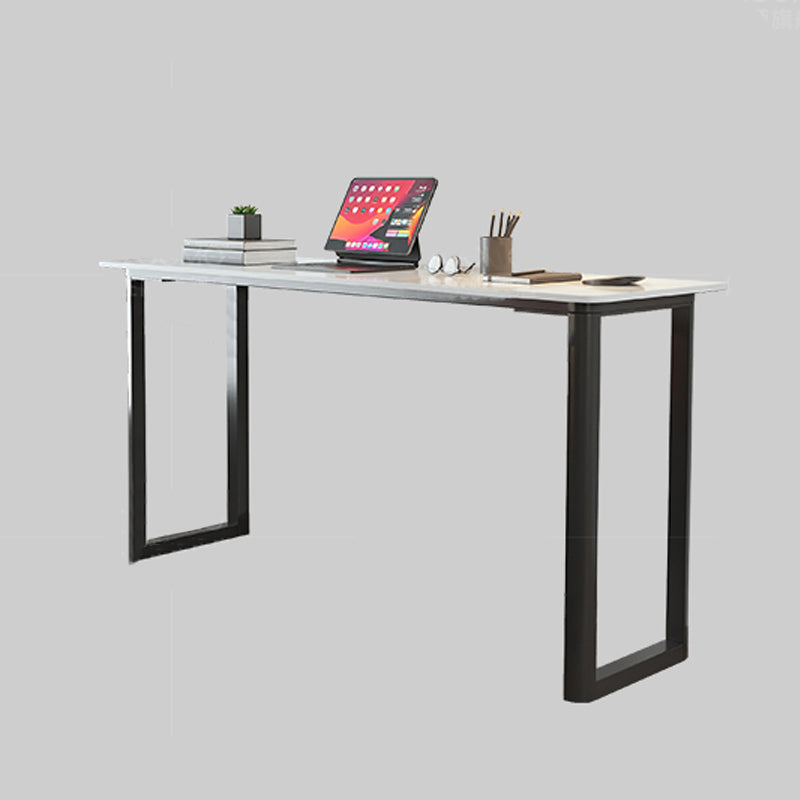 Modern Stone Office Desk Rectangular Shape Task Desk in White and Black for Home