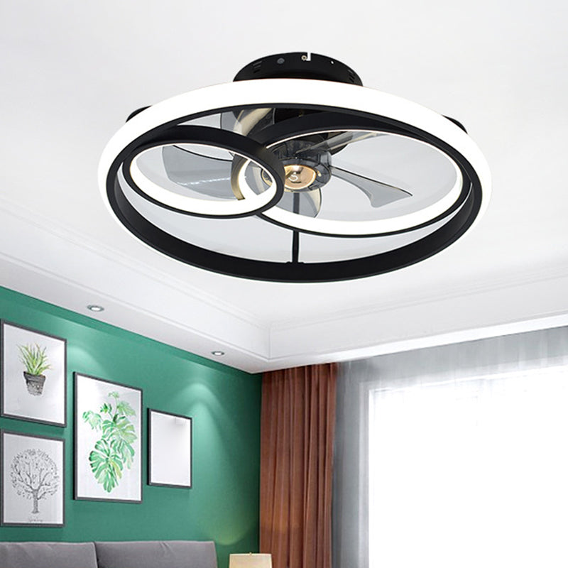 Metal Round Shape Ceiling Fan Modern Style 3 Lights Ceiling Fans Fixtures