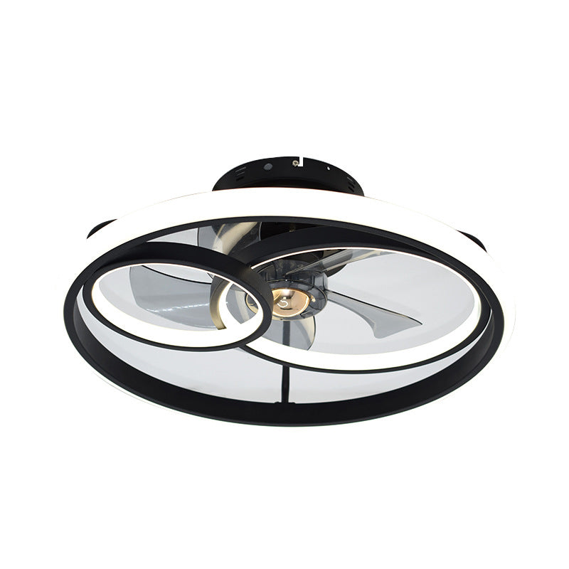 Metal Round Shape Ceiling Fan Modern Style 3 Lights Ceiling Fans Fixtures