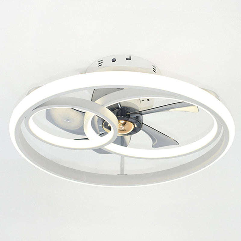 Metal Round Shape Ceiling Fan Modern Style 3 Lights Ceiling Fans Fixtures