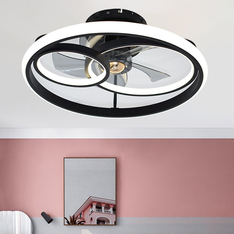 Metal Round Shape Ceiling Fan Modern Style 3 Lights Ceiling Fans Fixtures