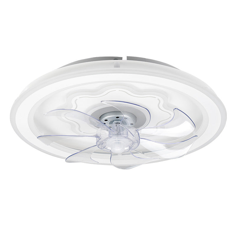 7-Blade White Ceiling Fan Modern Metallic Fan with Light for Foyer