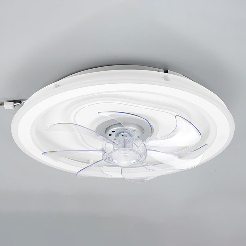 7-Blade White Ceiling Fan Modern Metallic Fan with Light for Foyer