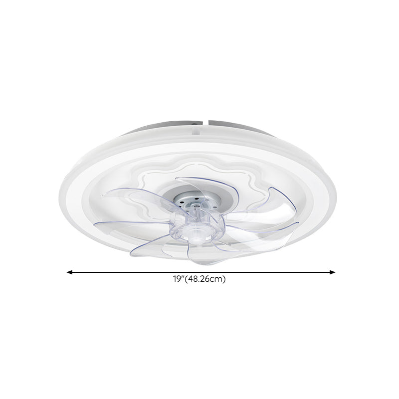 7-Blade White Ceiling Fan Modern Metallic Fan with Light for Foyer