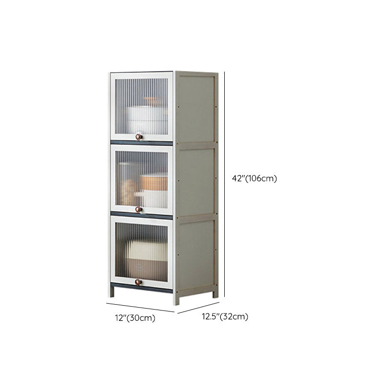 Modern Style Dining Server White Wood Dining Server with Acrylic Doors