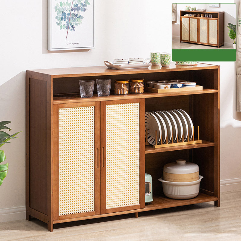 Modern Sliding Doors Dining Server Wood Side Board with Open Storage