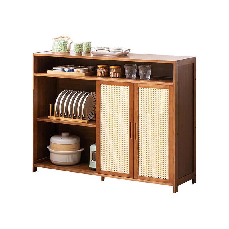 Modern Sliding Doors Dining Server Wood Side Board with Open Storage