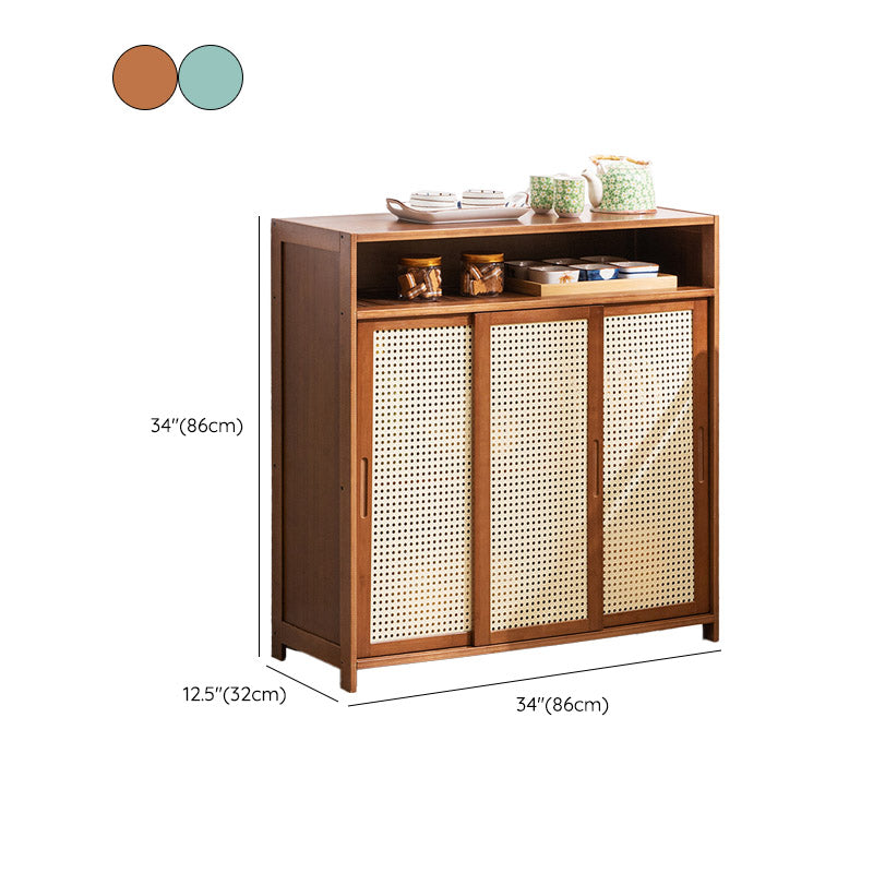 Modern Sliding Doors Dining Server Wood Side Board with Open Storage