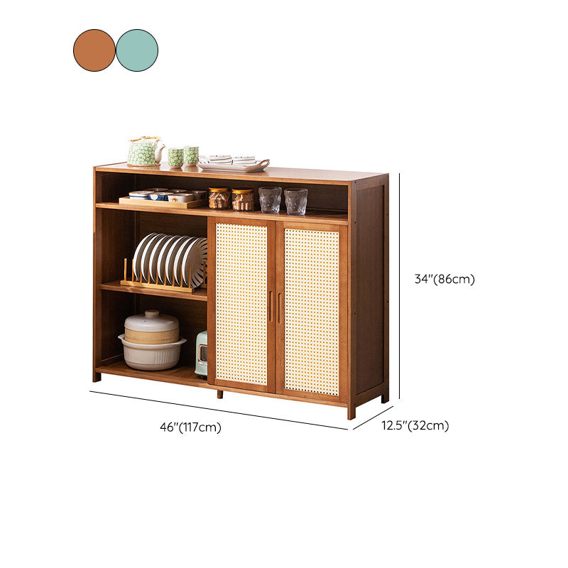 Modern Sliding Doors Dining Server Wood Side Board with Open Storage