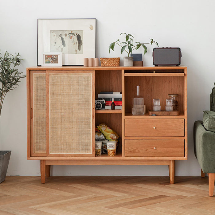 Contemporary Sideboa Wood Adjustable Shelving Side Board with Drawers and Cabinets