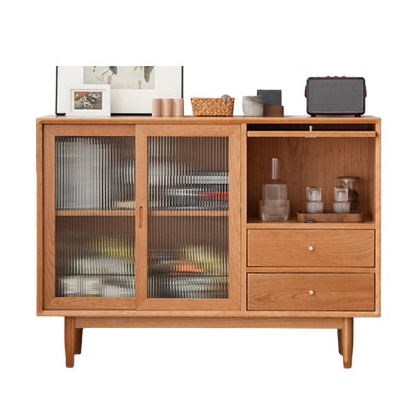 Contemporary Sideboa Wood Adjustable Shelving Side Board with Drawers and Cabinets