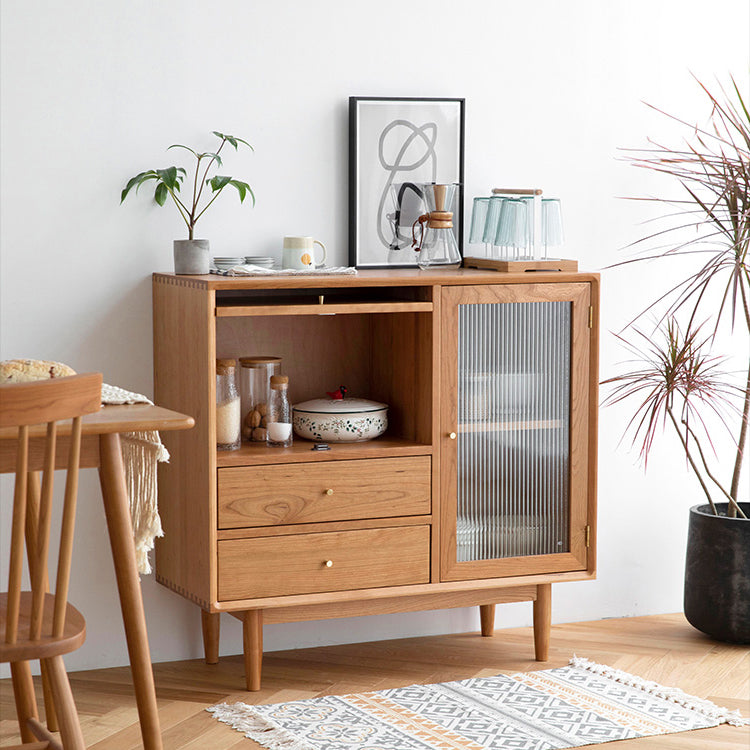 Contemporary Sideboa Wood Adjustable Shelving Side Board with Drawers and Cabinets