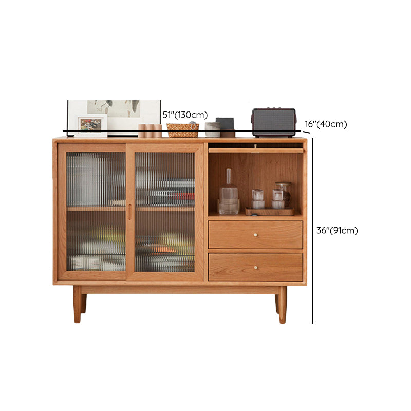 Contemporary Sideboa Wood Adjustable Shelving Side Board with Drawers and Cabinets