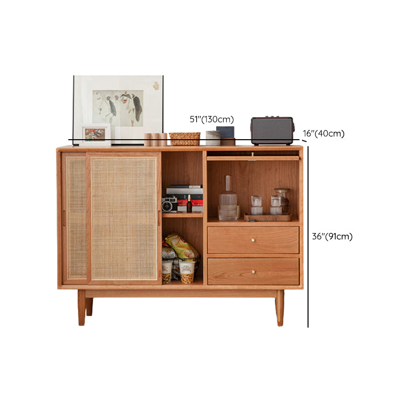 Contemporary Sideboa Wood Adjustable Shelving Side Board with Drawers and Cabinets