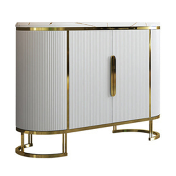 Glam Credenza Stone Glass Doors Side Board with Cabinets and Drawers