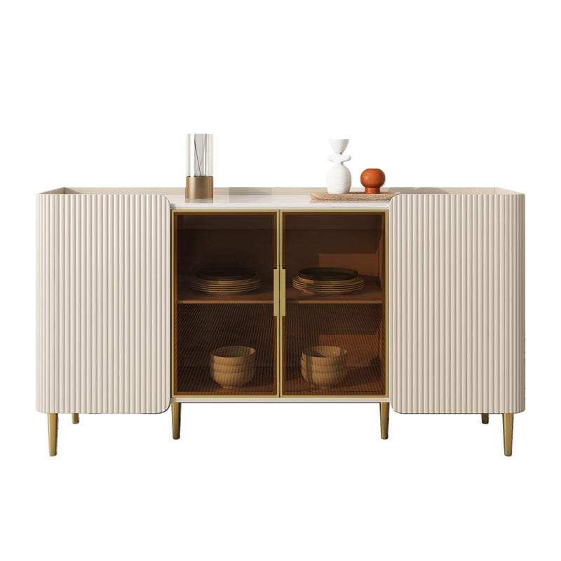 Glam Style Buffet Stand Stone Credenza with Cabinets and Drawers