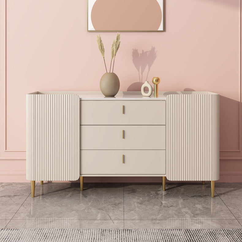 Glam Style Buffet Stand Stone Credenza with Cabinets and Drawers