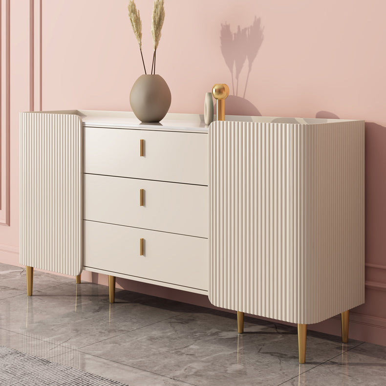 Glam Style Buffet Stand Stone Credenza with Cabinets and Drawers