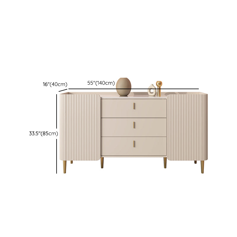 Glam Style Buffet Stand Stone Credenza with Cabinets and Drawers