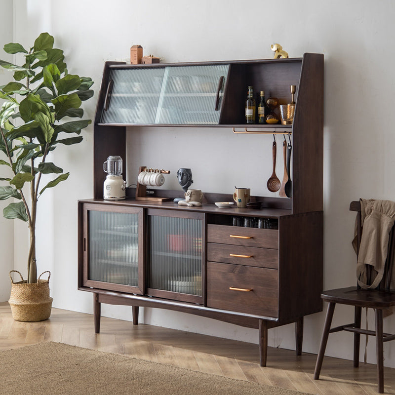 Pine Solid Wood Sideboard Buffet with Drawers Modern Dining Buffet