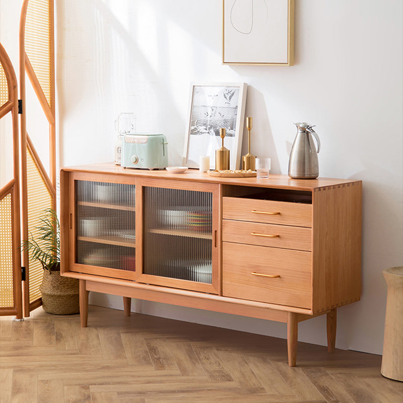 Pine Solid Wood Sideboard Buffet with Drawers Modern Dining Buffet