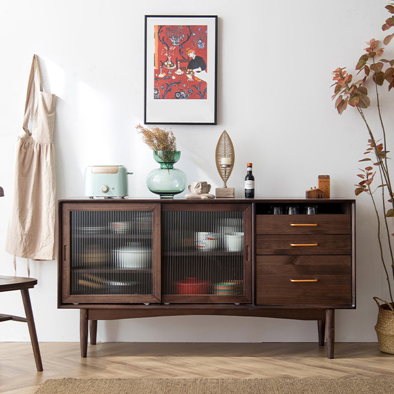 Pine Solid Wood Sideboard Buffet with Drawers Modern Dining Buffet