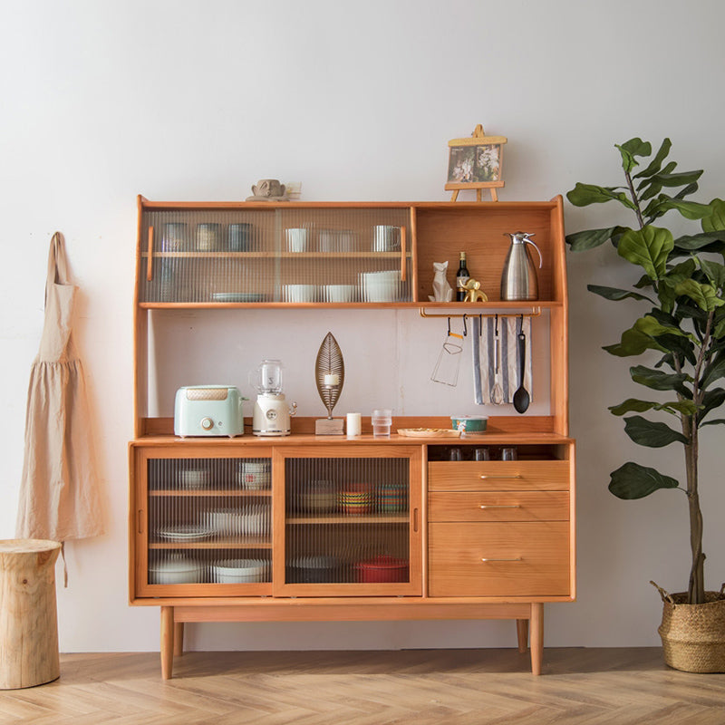 Pine Solid Wood Sideboard Buffet with Drawers Modern Dining Buffet