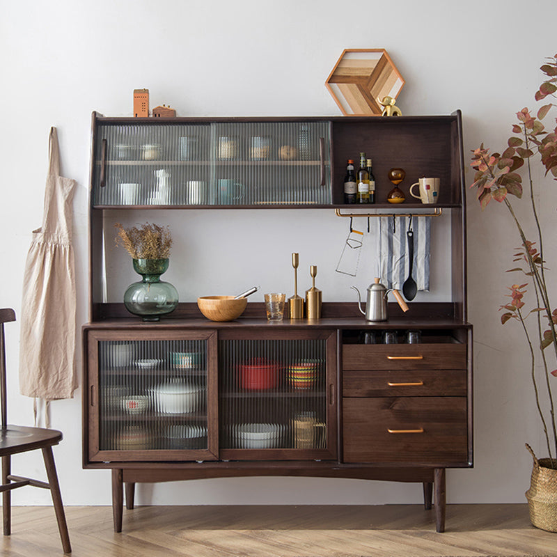 Pine Solid Wood Sideboard Buffet with Drawers Modern Dining Buffet